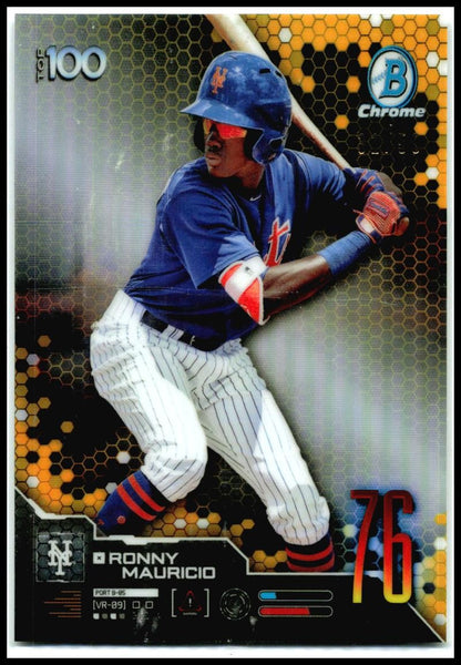 2019 Bowman Bowman Scouts' Top 100 Gold Refractors #BTP-76 Ronny Mauricio Mets