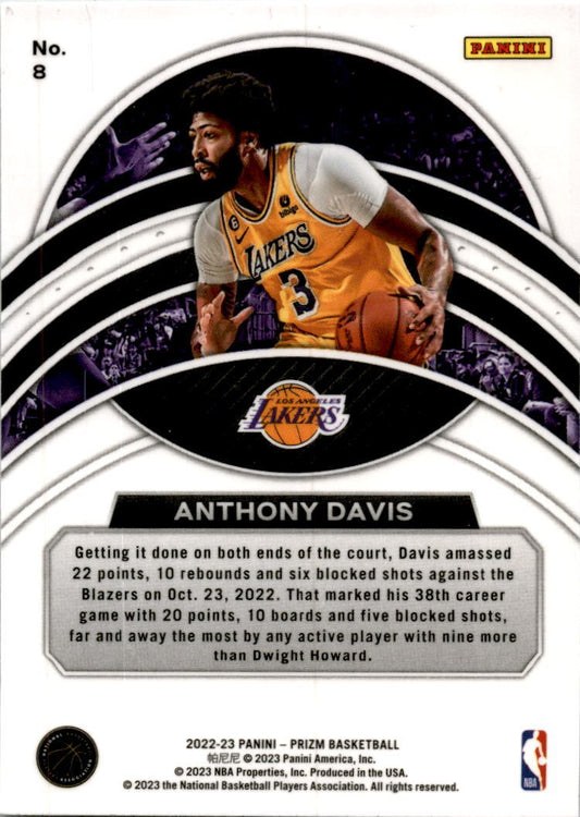 2022 Prizm Dominance #8 Anthony Davis Los Angeles Lakers