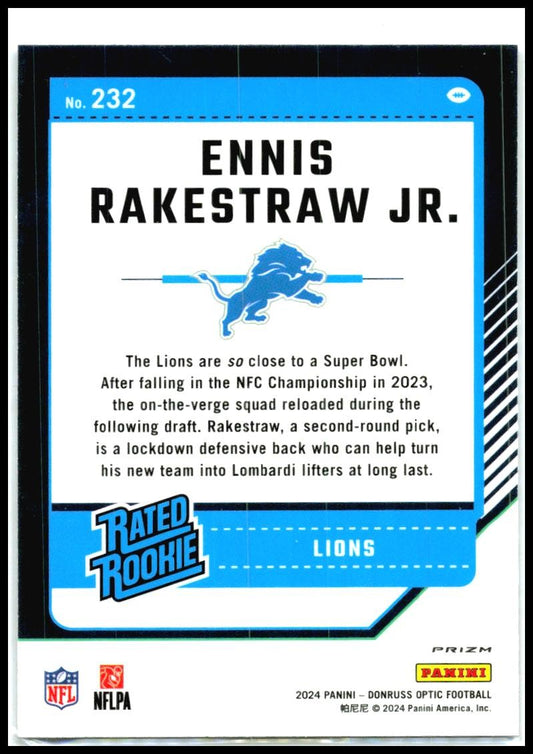 2024 Donruss Optic Purple Scope #232 Ennis Rakestraw Jr. Detroit Lions