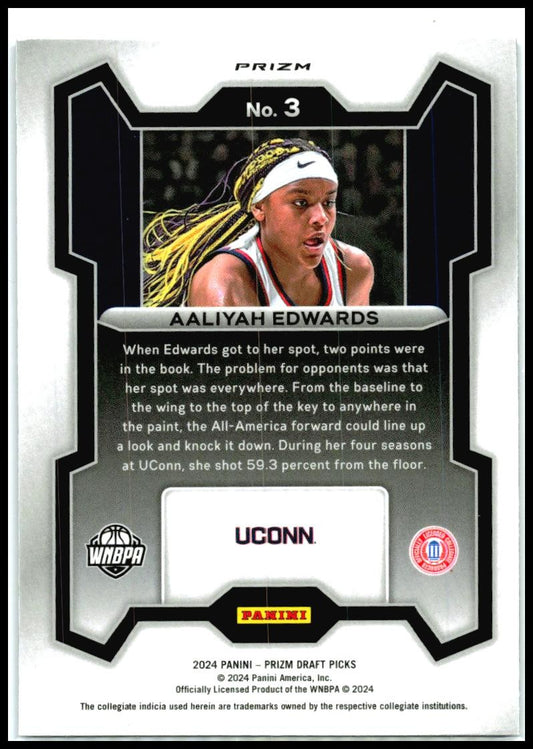 2024 Panini Prizm Draft Picks Prizms Purple Wave #3 Aaliyah Edwards Mystics