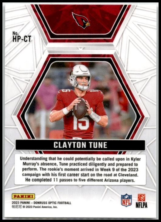 2023 Panini Select #2 Clayton Tune Rookie Arizona Cardinals