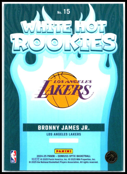 2024-25 Donruss Optic White Hot Rookies #15 Bronny James Jr. Los Angeles Lakers