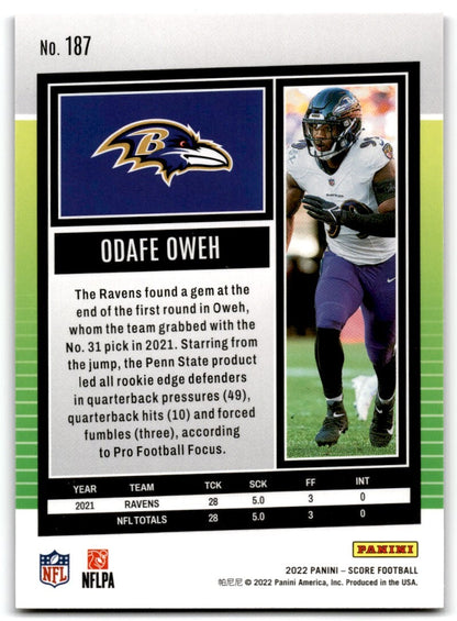2022 Score Odafe Oweh Baltimore Ravens #187