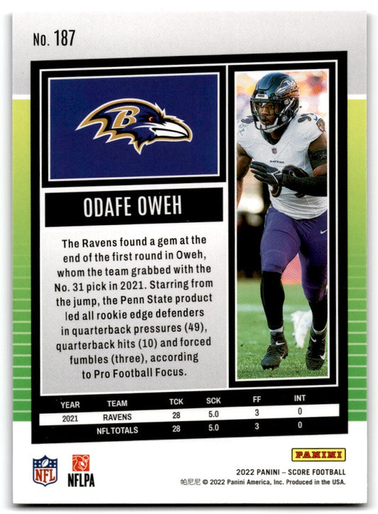 2022 Score Odafe Oweh Baltimore Ravens #187