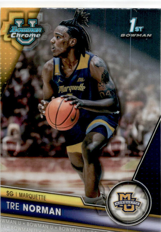 2023-24 Bowman University Chrome #87 Tre Norman Marquette Golden Eagles