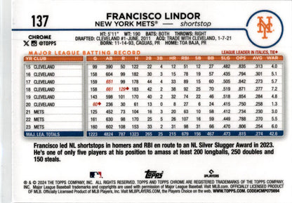 2024 Topps X-Fractor #650 Francisco Lindor New York Mets