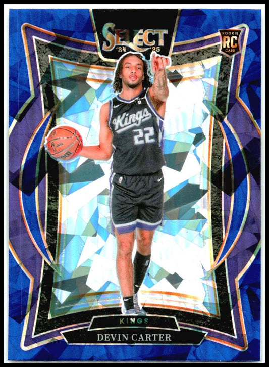 2024-25 Panini Select Blue Cracked Ice Prizm #92 Devin Carter Rookie Kings