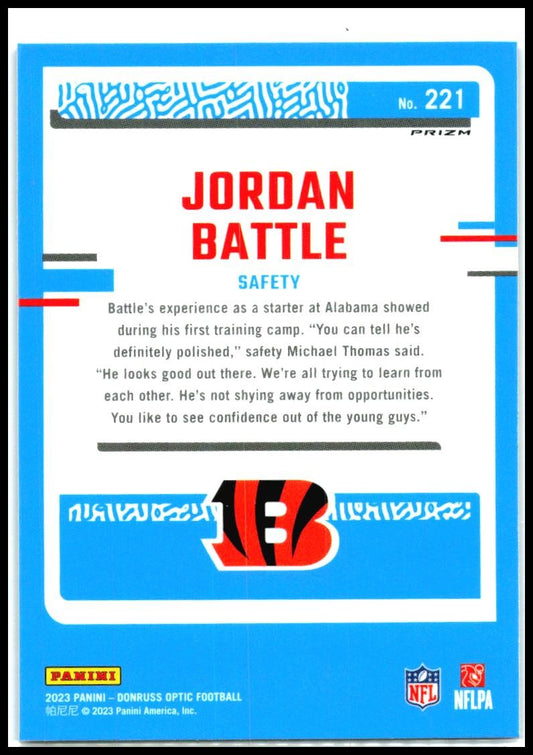 2023 Donruss Optic Blue Hyper #221 Jordan Battle Rookie Cincinnati Bengals