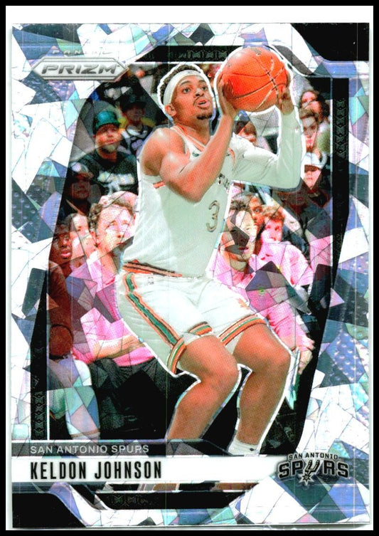 2024-25 Panini Prizm Prizms Ice #24 Keldon Johnson San Antonio Spurs