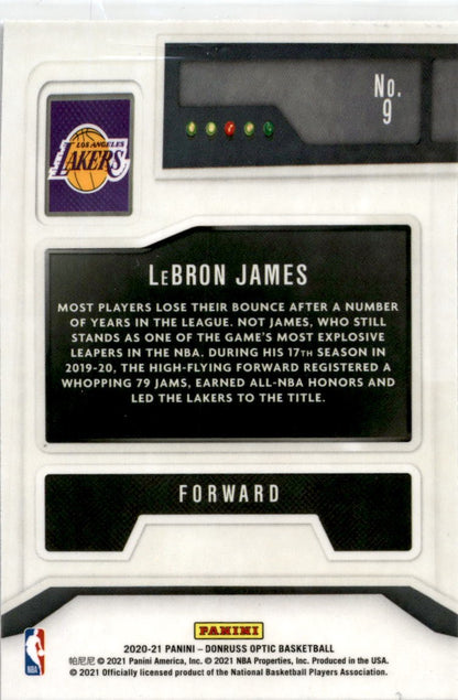 2020 Donruss Optic T-Minus 3...2...1  #9 LeBron James Los Angeles Lakers
