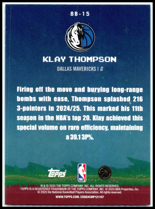 2025-26 Topps 8-Bit Ballers #8B-15 Klay Thompson Dallas Mavericks