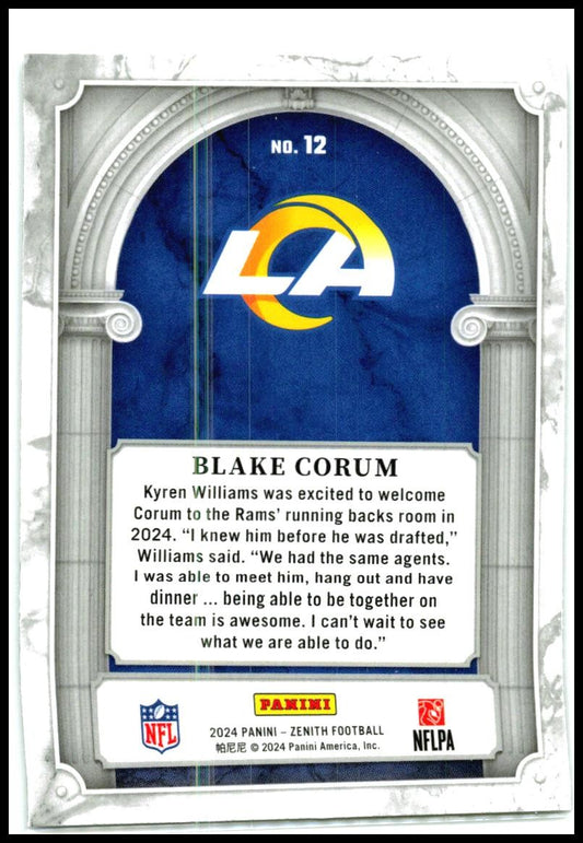 2024 Panini Zenith Z Marquee #12 Blake Corum Los Angeles Rams
