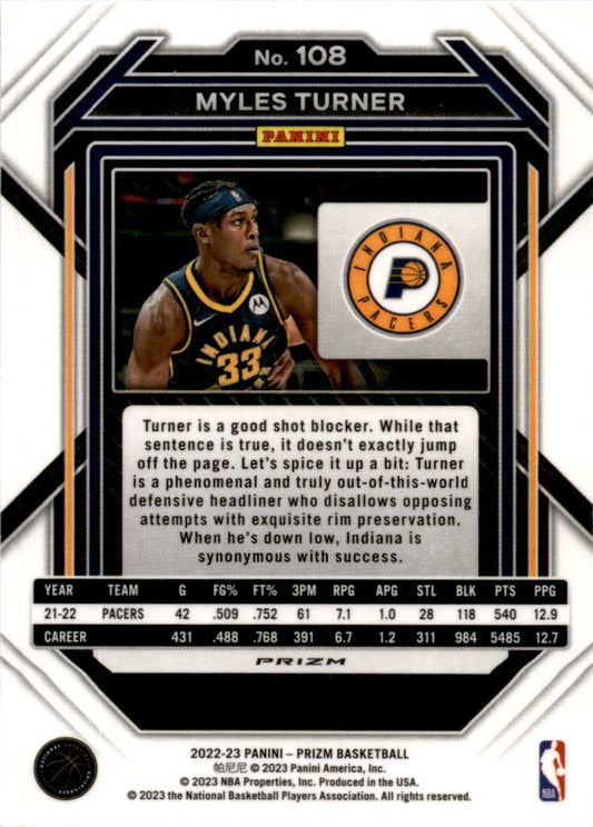 2022-23 Prizm Green #108 Myles Turner Pacers