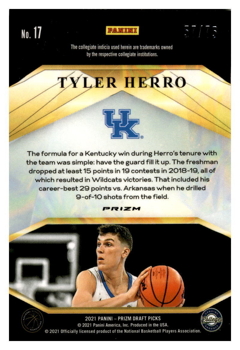 2021-22 Panini Prizm Draft Picks Brilliance Orange Wave  #17 Tyler Herro  /75