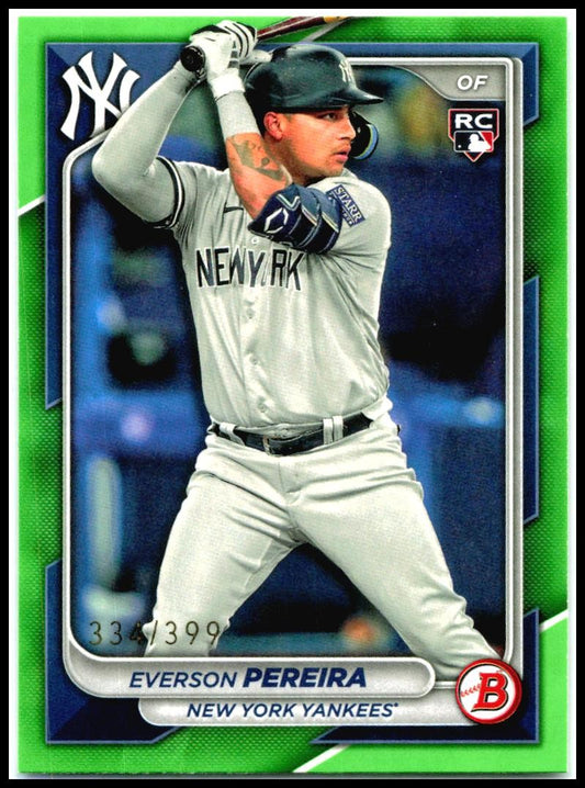2024 Bowman Neon Green #93 Everson Pereira #/399 New York Yankees