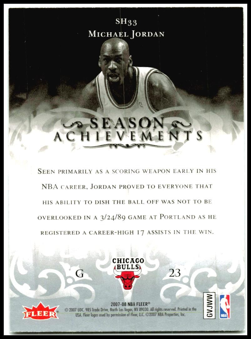 2007-08 Fleer Michael Jordan Season Achievements #SH33 Michael Jordan Bulls