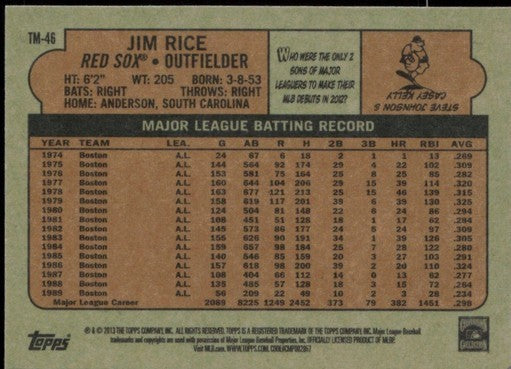 Jim Rice 2013 Topps 1972 Topps Minis #TM-46
