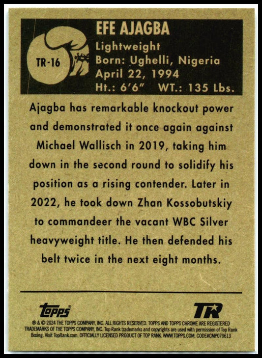 2024 Topps Chrome Boxing 1951 Topps Ringside #TR-16 Efe Ajagba