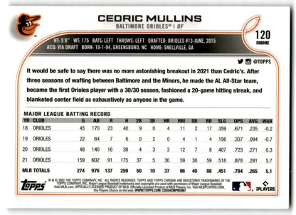 2022 Topps Chrome X-Factor Cedric Mullins Baltimore Orioles #120