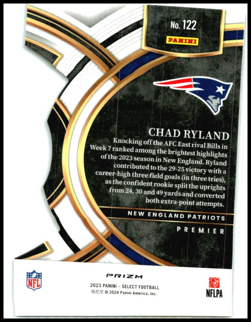 2023 Select Red and Yellow Prizms Die Cuts #122 Chad Ryland Rookie Patriots