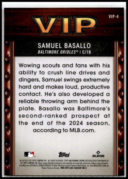 2025 Bowman VIP #VIP-4 Samuel Basallo Orioles