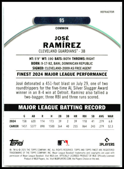 2025 Topps Finest #95 Jose Ramirez Cleveland