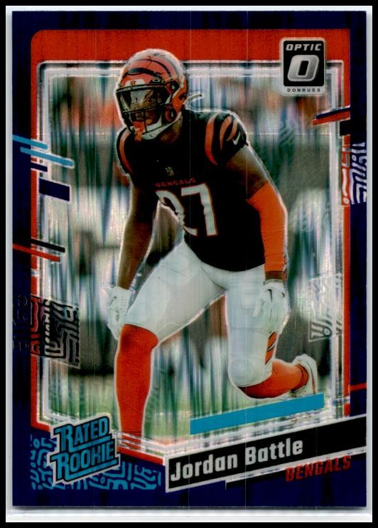 2023 Donruss Optic Purple Shock #221 Jordan Battle Rookie Cincinnati Bengals