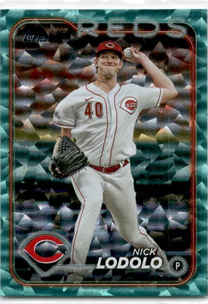 2024 Topps Aqua Crackle Foil #418 Nick Lodolo #/399 Cincinnati Reds