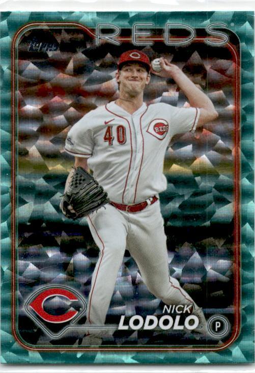 2024 Topps Aqua Crackle Foil #418 Nick Lodolo #/399 Cincinnati Reds