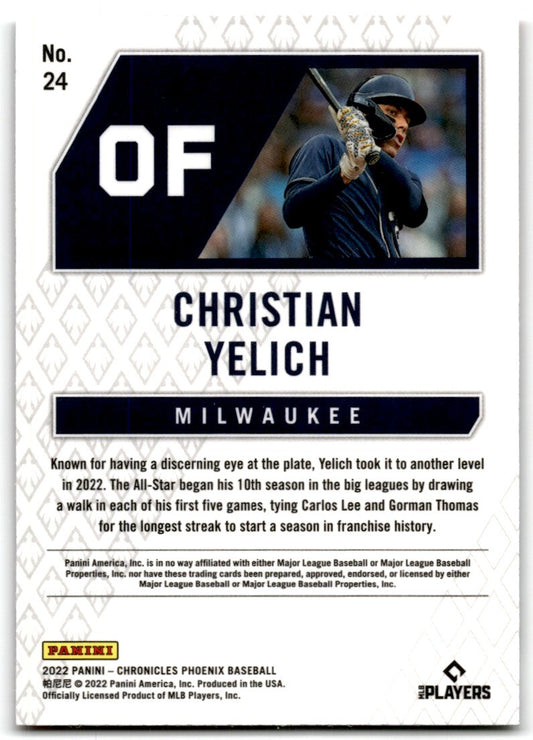 2022 Panini Phoenix Pink Pulsar Christian Yelich Milwaukee Brewers #24