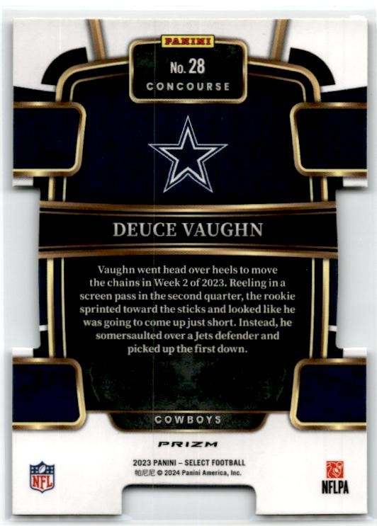2023 Panini Select Red and Blue Prizms Die Cuts #28 Deuce Vaughn Rookie Cowboys