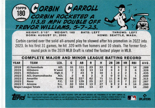 2023 Topps Archives #180 Corbin Carroll Rookie Arizona Diamondbacks