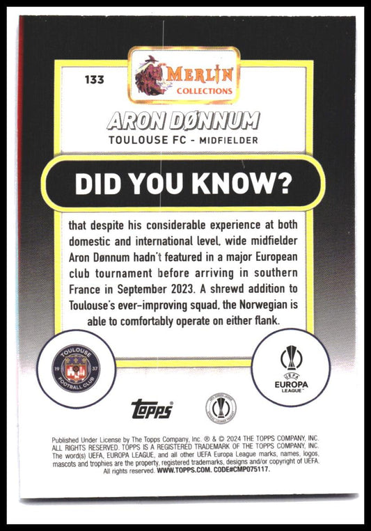 2023-24 Merlin UEFA Club Competitions #133 Aron Dønnum