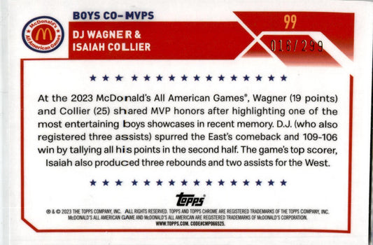 2023 Topps Chrome McDonald's All American Lava Refractor #99 Boys Co-MVPs /299