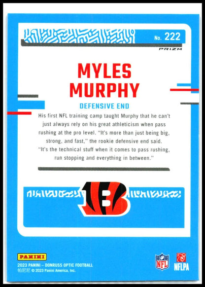 2023 Donruss Optic Blue Hyper #222 Myles Murphy Rookie Cincinnati Bengals