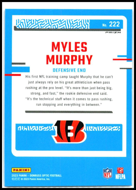 2023 Donruss Optic Blue Hyper #222 Myles Murphy Rookie Cincinnati Bengals