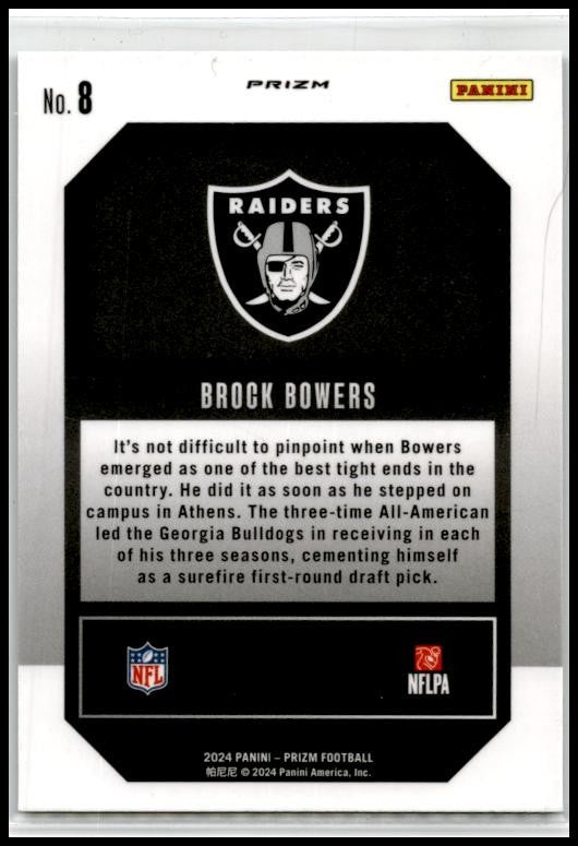 2024 Panini Prizm Emergent Green Wave #8 Brock Bowers Las Vegas Raiders