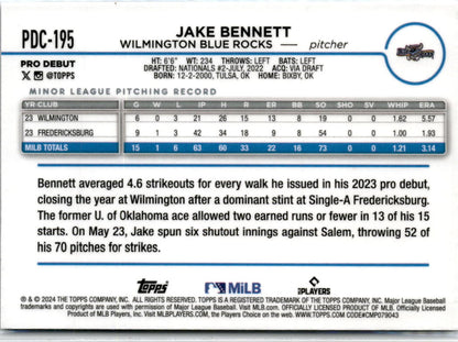 2024 Topps Chrome Pro Debut #PDC-195 Jake Bennett Washington Nationals
