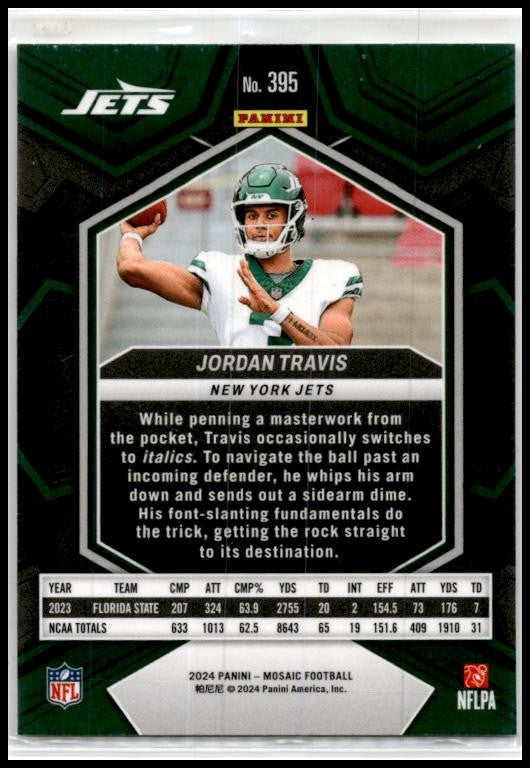 2024 Panini Mosaic #395 Jordan Travis Rookie New York Jets