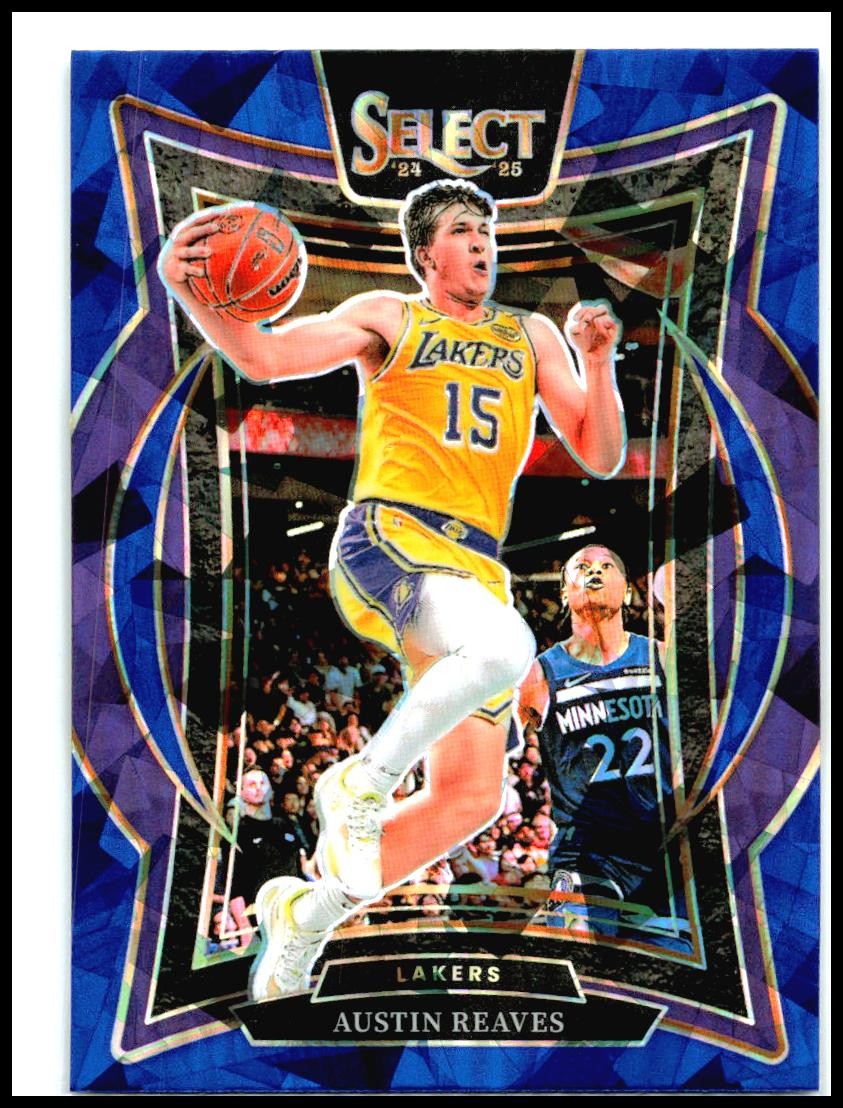 2024-25 Panini Select Blue Cracked Ice Prizm #40 Austin Reaves Lakers