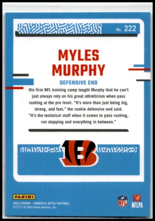 2023 Donruss Optic #222 Myles Murphy Rookie Cincinnati Bengals
