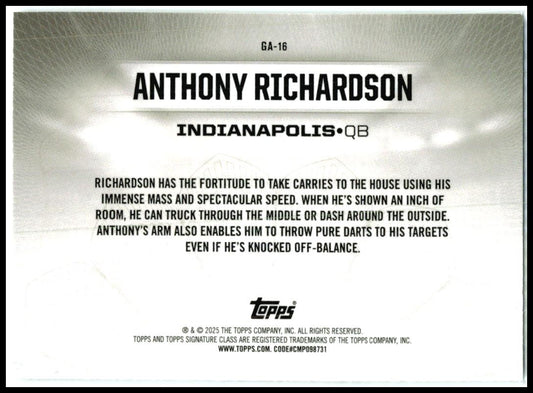 2024 Topps Signature Class Gridiron Ambassadors #GA-16 Anthony Richardson Colts