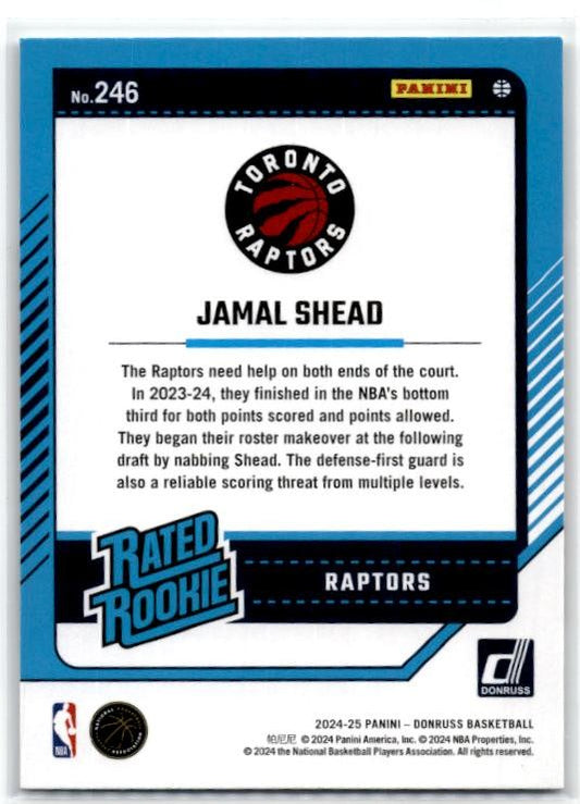 2024-25 Donruss #246 Jamal Shead Rookie Toronto Raptors