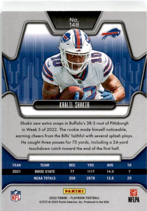 2022 Panini Playbook #148 Khalil Shakir Rookie Buffalo Bills