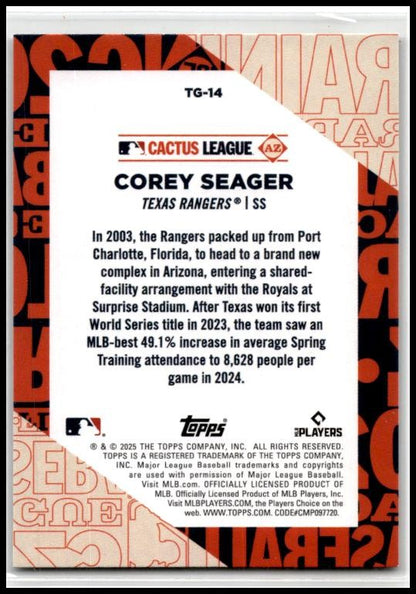 2025 Topps Training Grounds #TG-14 Corey Seager Texas Rangers