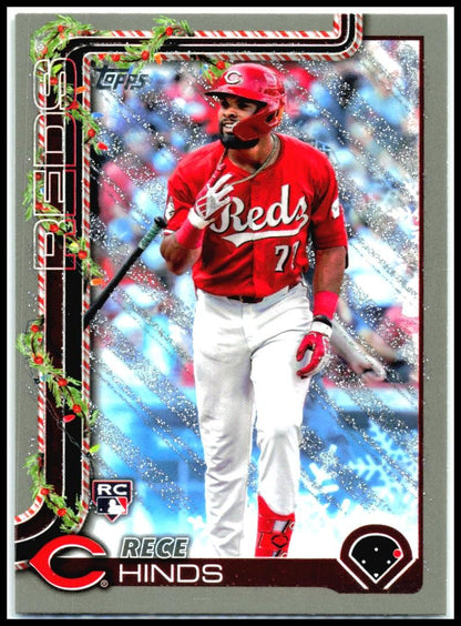 2025 Topps Holiday Silver Glitter Holiday #H168 Rece Hinds Rookie Reds