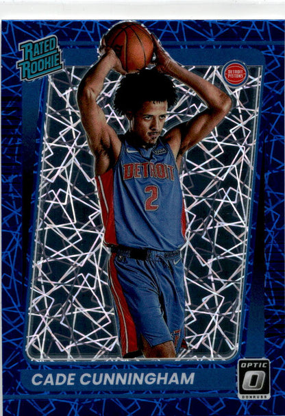 2021 Donruss Optic #161 Cade Cunningham Blue Velocity Prizm Rated Rookie Detroit