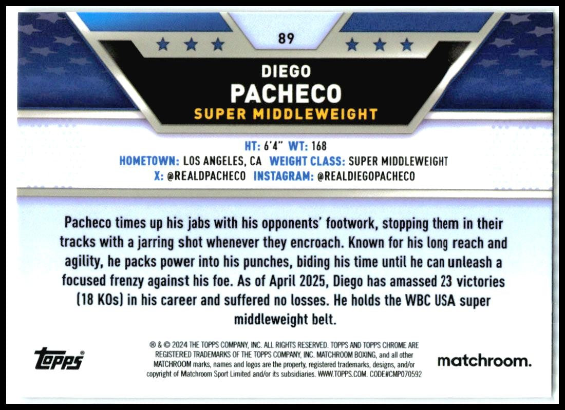 2024 Topps Chrome Boxing Prism #89 Diego Pacheco