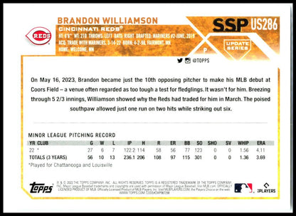 2023 Topps Update #US286 Brandon Williamson Golden Mirror Image Variation SSP