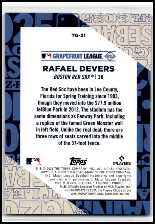 2025 Topps Training Grounds #TG-21 Rafael Devers Boston Red Sox